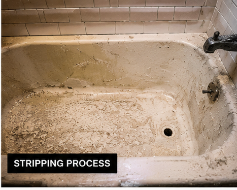 Stripping old coating from bathtub